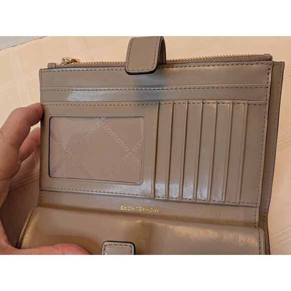 Michael Kors Python-Embossed Leather Zip-Around Wallet Coins Bills Card Slots ID - Picture 10 of 16